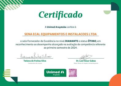 ECAL Caldeiras recebe Certificação Diamante da Unimed